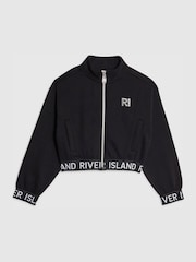 River Island Black Girls Waistband Bomber Jacket - Image 1 of 4