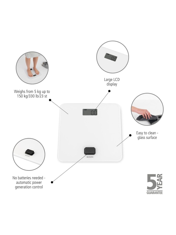 Brabantia White ReNew Battery Free Bathroom Scale - Image 2 of 6 Brabantia White ReNew Battery Free Bathroom Scale - Image 2 of 6