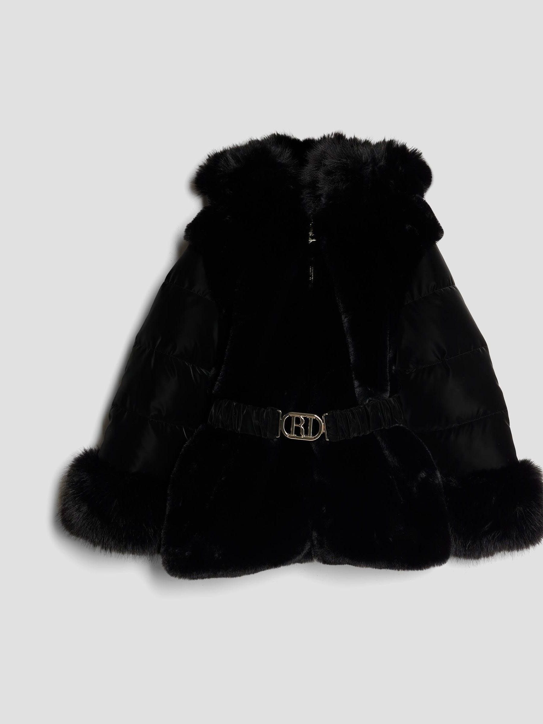 Buy River Island Black Girls Belted Fur Padded Coat from Next USA