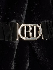 River Island Black Girls Belted Fur Padded Coat - Image 3 of 4