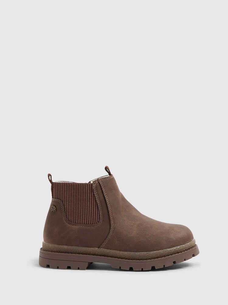 River Island Brown Boys Borg Lined Chelsea Boots - Image 1 of 5 River Island Brown Boys Borg Lined Chelsea Boots - Image 1 of 5