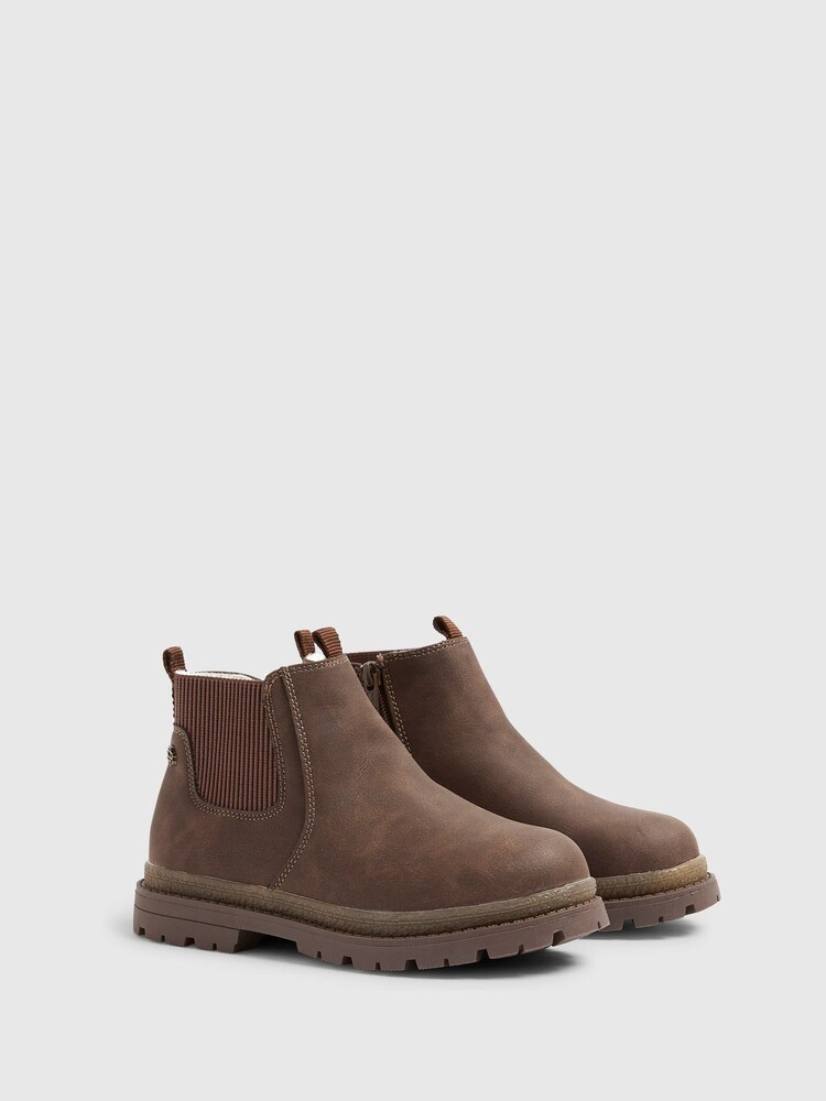 River Island Brown Boys Borg Lined Chelsea Boots - Image 2 of 5 River Island Brown Boys Borg Lined Chelsea Boots - Image 2 of 5