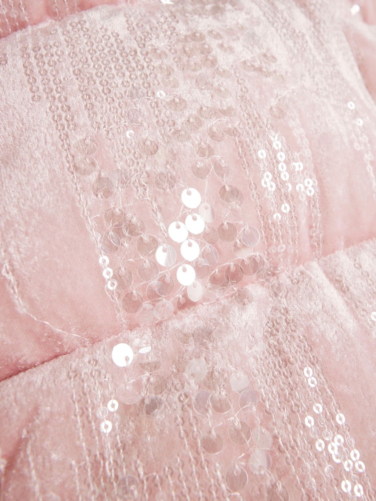 River Island Pink Girls Sequin Puffer Coat - Image 5 of 5