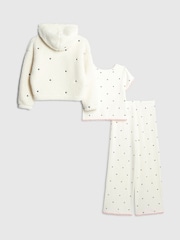 River Island White Girls 3 Piece Heart Print Hoodie Pyjamas Set - Image 3 of 5