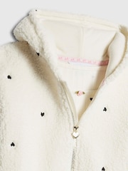 River Island White Girls 3 Piece Heart Print Hoodie Pyjamas Set - Image 4 of 5