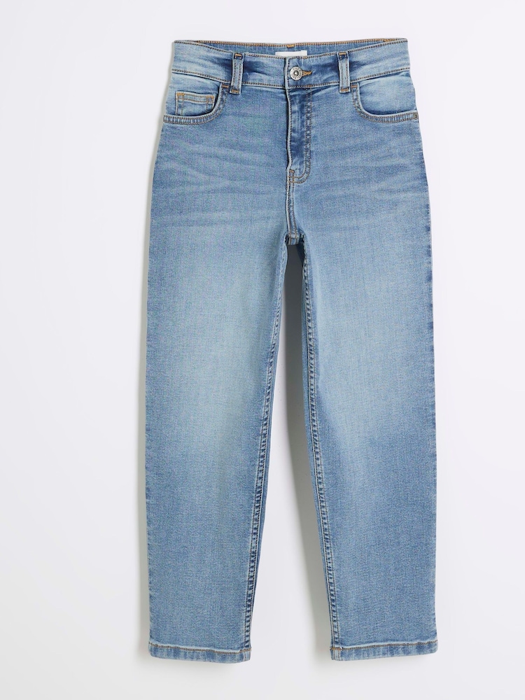 River Island Blue Boys Stretch Tapered Fit Jeans - Image 1 of 4 River Island Blue Boys Stretch Tapered Fit Jeans - Image 1 of 4