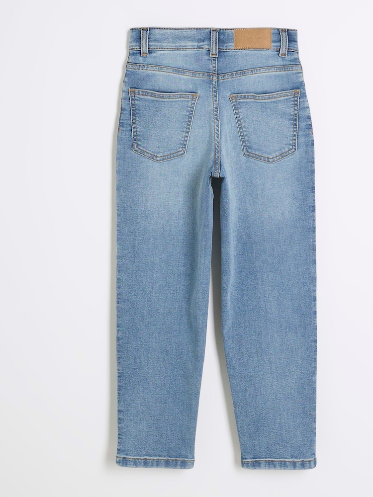 River Island Blue Boys Stretch Tapered Fit Jeans - Image 2 of 4 River Island Blue Boys Stretch Tapered Fit Jeans - Image 2 of 4
