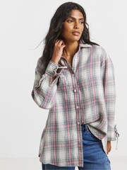 Simply Be Grey Check Open Back Shirt - Image 1 of 4