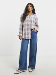 Simply Be Grey Check Open Back Shirt - Image 3 of 4