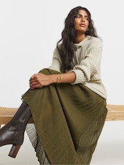 Simply Be Green Pleated Chiffon Midaxi Skirt - Image 3 of 4