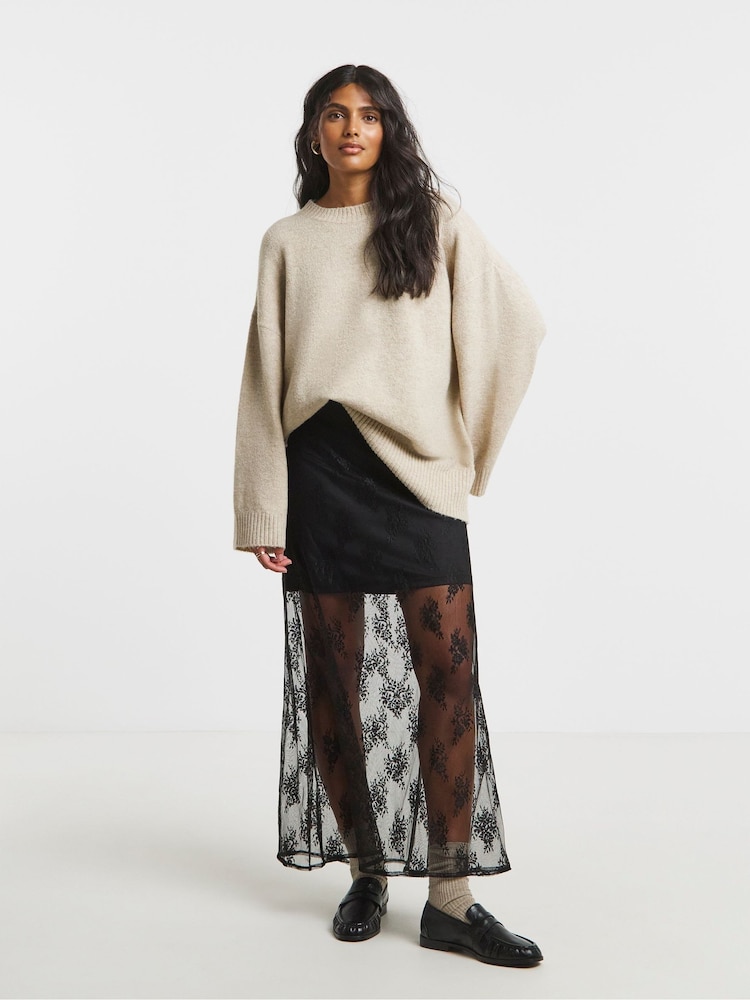 Simply Be Black Lace Full Maxi Skirt - Image 1 of 5 Simply Be Black Lace Full Maxi Skirt - Image 1 of 5
