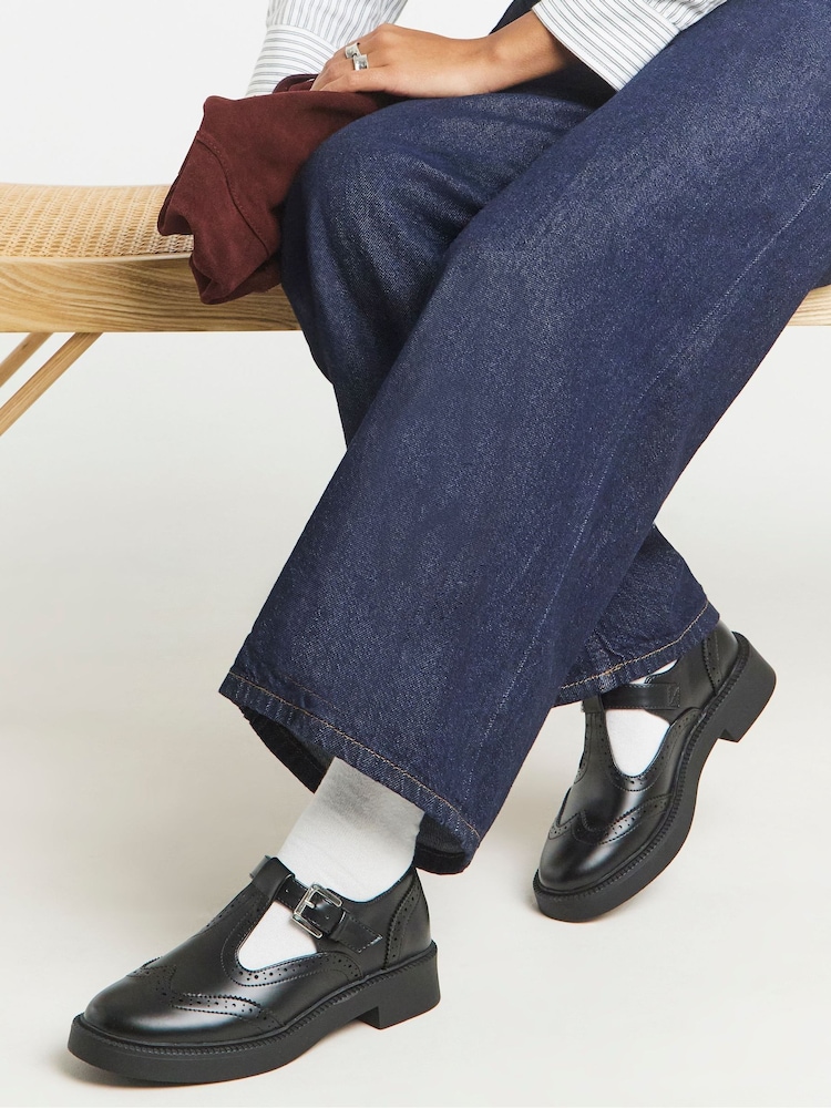 Simply Be Black T Bar Brogue Mary Jane Shoe - Image 1 of 4 Simply Be Black T Bar Brogue Mary Jane Shoe - Image 1 of 4