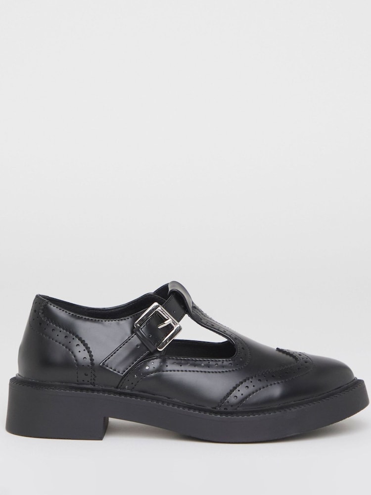 Simply Be Black T Bar Brogue Mary Jane Shoe - Image 2 of 4 Simply Be Black T Bar Brogue Mary Jane Shoe - Image 2 of 4