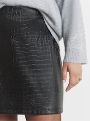 Simply Be Black Croc PU Mini Skirt - Image 3 of 5