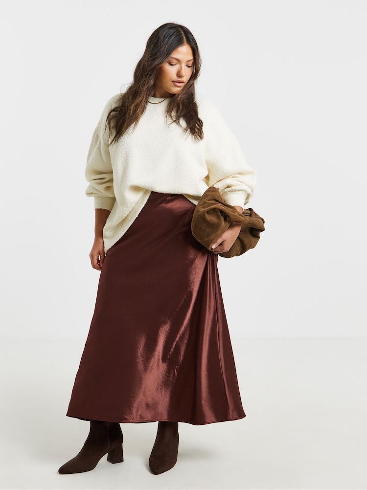 Simply Be Red Satin Maxi Skirt - Image 1 of 4 Simply Be Red Satin Maxi Skirt - Image 1 of 4