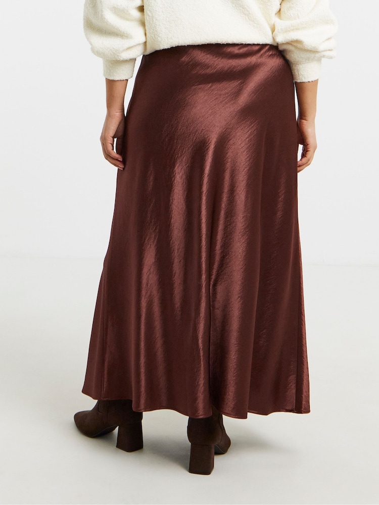 Simply Be Red Satin Maxi Skirt - Image 2 of 4 Simply Be Red Satin Maxi Skirt - Image 2 of 4