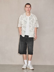 White Newspaper Print Short Sleeve Shirt - Image 2 of 7