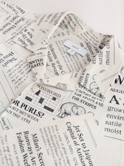 White Newspaper Print Short Sleeve Shirt - Image 6 of 7