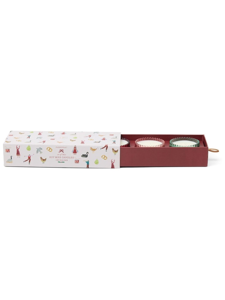 Paddywax Winter Berry Pink Peppermint Balsam Fir Christmas 3 x 2oz56g Ribbed Glass Gift Set - Image 2 of 2 Paddywax Winter Berry Pink Peppermint Balsam Fir Christmas 3 x 2oz56g Ribbed Glass Gift Set - Image 2 of 2