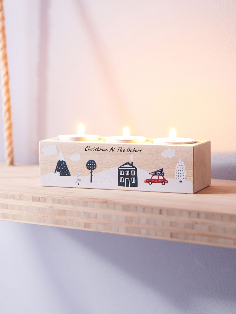 Personalised Family Christmas Tealight Holder by Oakdene - Image 1 of 1 Personalised Family Christmas Tealight Holder by Oakdene - Image 1 of 1