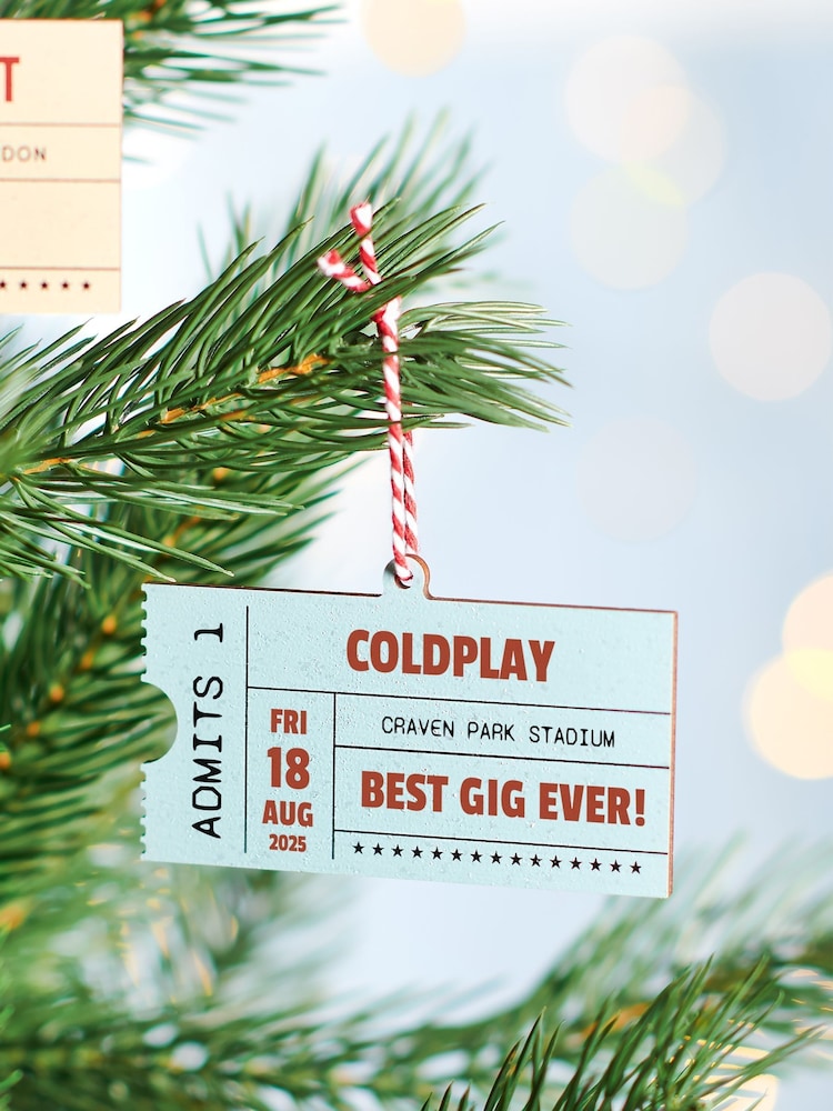 Personalised Concert Ticket Christmas Decoration by Oakdene - Image 2 of 2