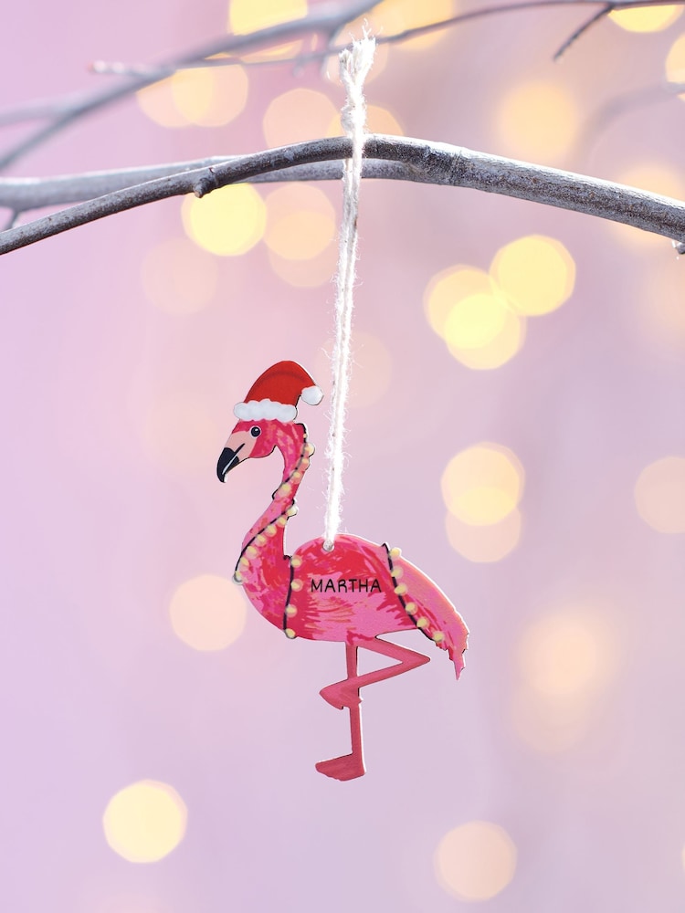 Personalised Flamingo Christmas Decoration by Oakdene - Image 1 of 1