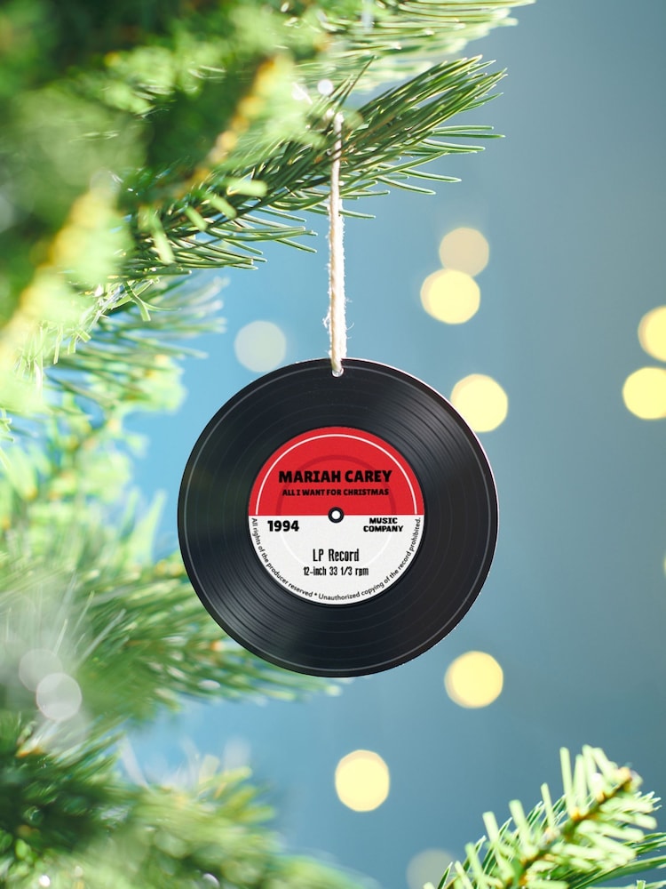 Personalised Music Record Christmas Decoration by Oakdene - Image 1 of 1