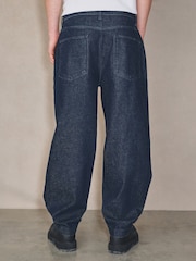Dark Blue Barrel Fit EDIT Pleated Jeans - Image 4 of 6