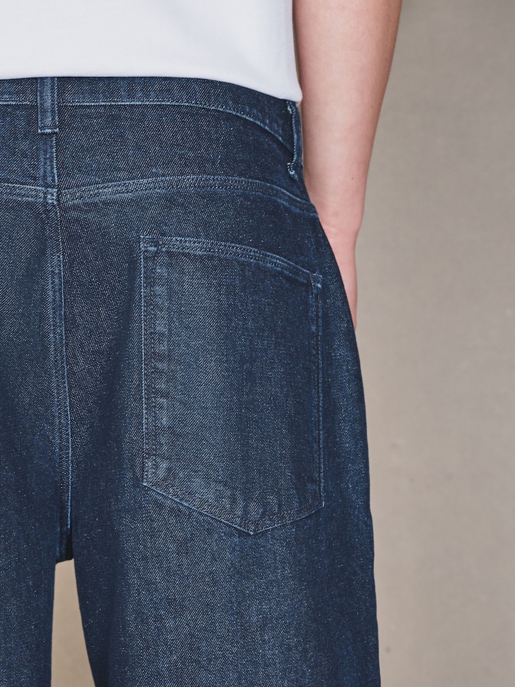 Dark Blue Barrel Fit EDIT Pleated Jeans - Image 6 of 6