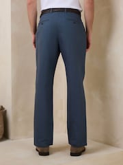 Zils - Standarta piegriezuma elegantas lina un kokvilnas Blend bikses ar jostu - Attēls 3 no 5