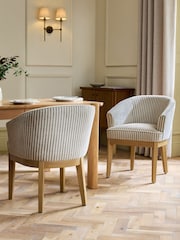 Set of 2 Chenille Stripe Moss Green Hartwell Dining Chairs - Image 1 of 7