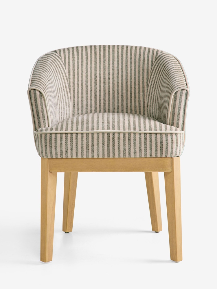 Set of 2 Chenille Stripe Moss Green Hartwell Dining Chairs - Image 2 of 7