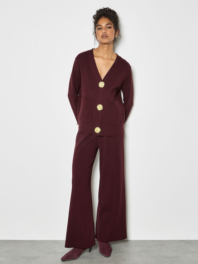 Apricot Red Hammered Metal Button Cardigan - Image 1 of 4