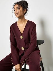 Apricot Red Hammered Metal Button Cardigan - Image 4 of 4