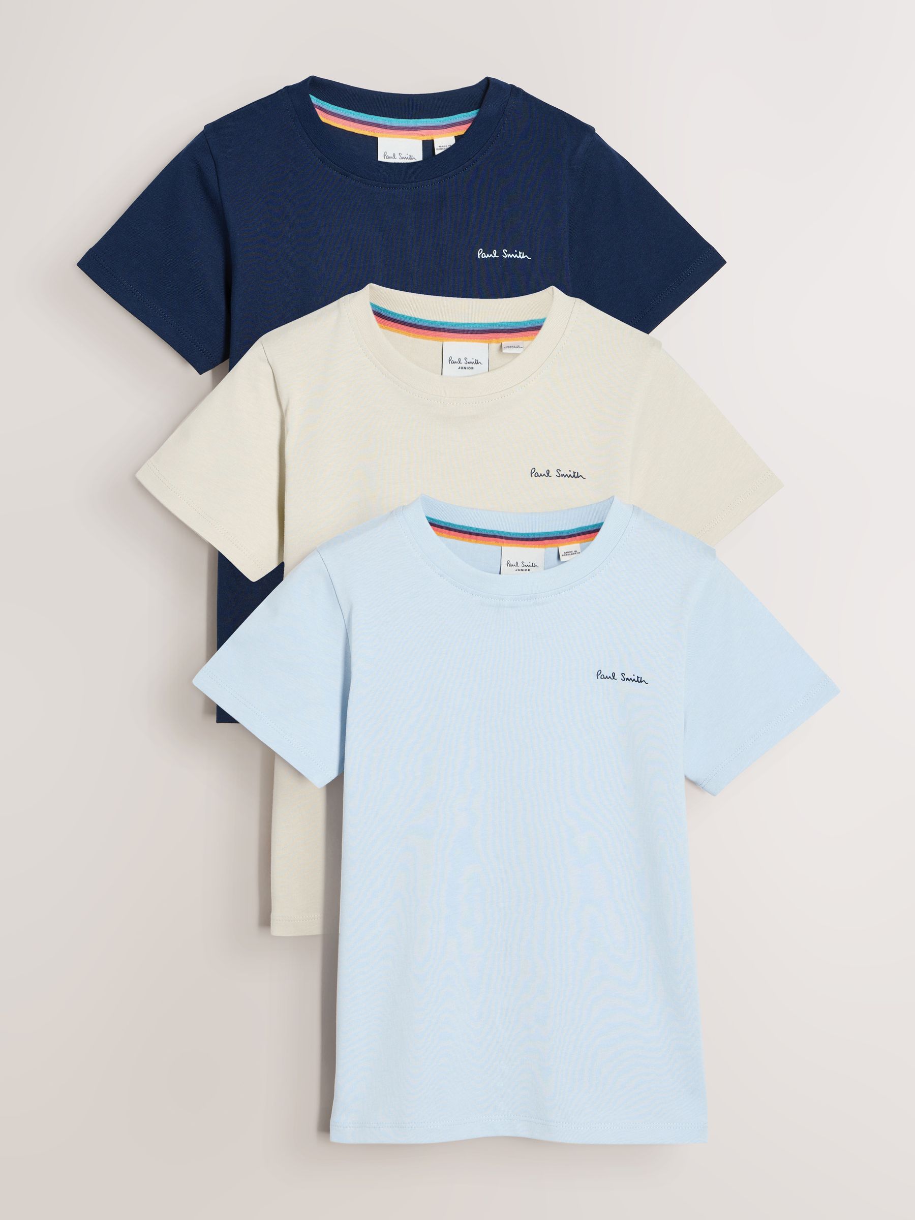 【新品】Paul Smith JUNIOR Tシャツ 130 110 2枚セット Buy Paul Smith Junior Navy/Stone/Blue Signature T-Shirts 3 Pack