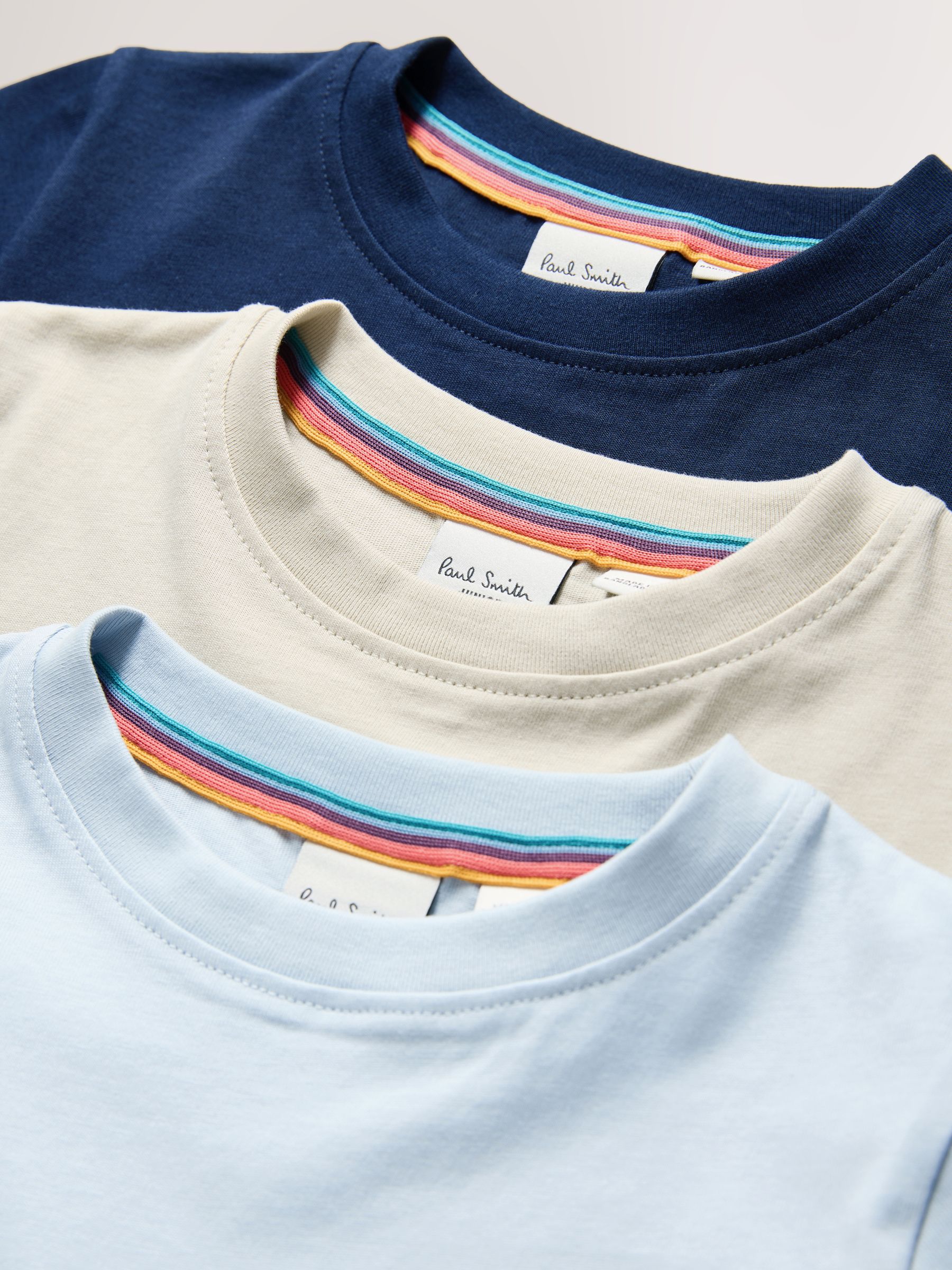 Buy Paul Smith Junior Navy/Stone/Blue Signature T-Shirts 3 Pack