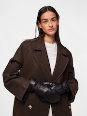 PIECES Black Leather Mittens - Image 1 of 2