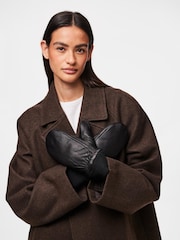 PIECES Black Leather Mittens - Image 1 of 1