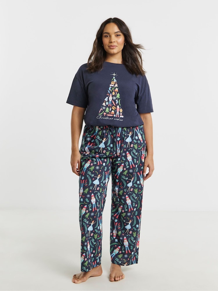 Simply Be Blue Pretty Secrets Pyjamas Set - Image 4 of 4