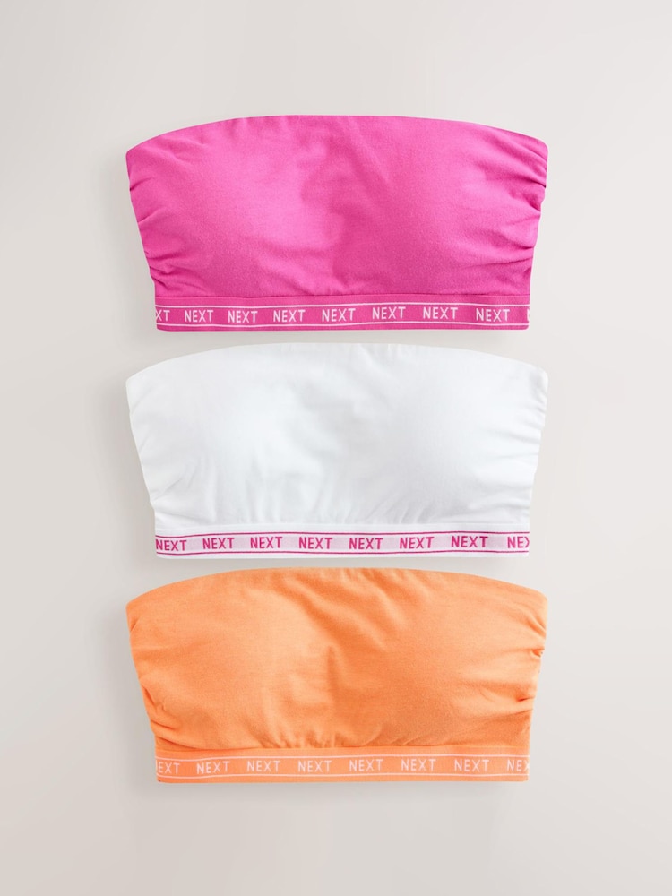 Pink/Orange/White - مجموعة من 3 حمالات صدر للراحة القصوى بدون حمالات غنية بالقطن - صورة 1 من 6