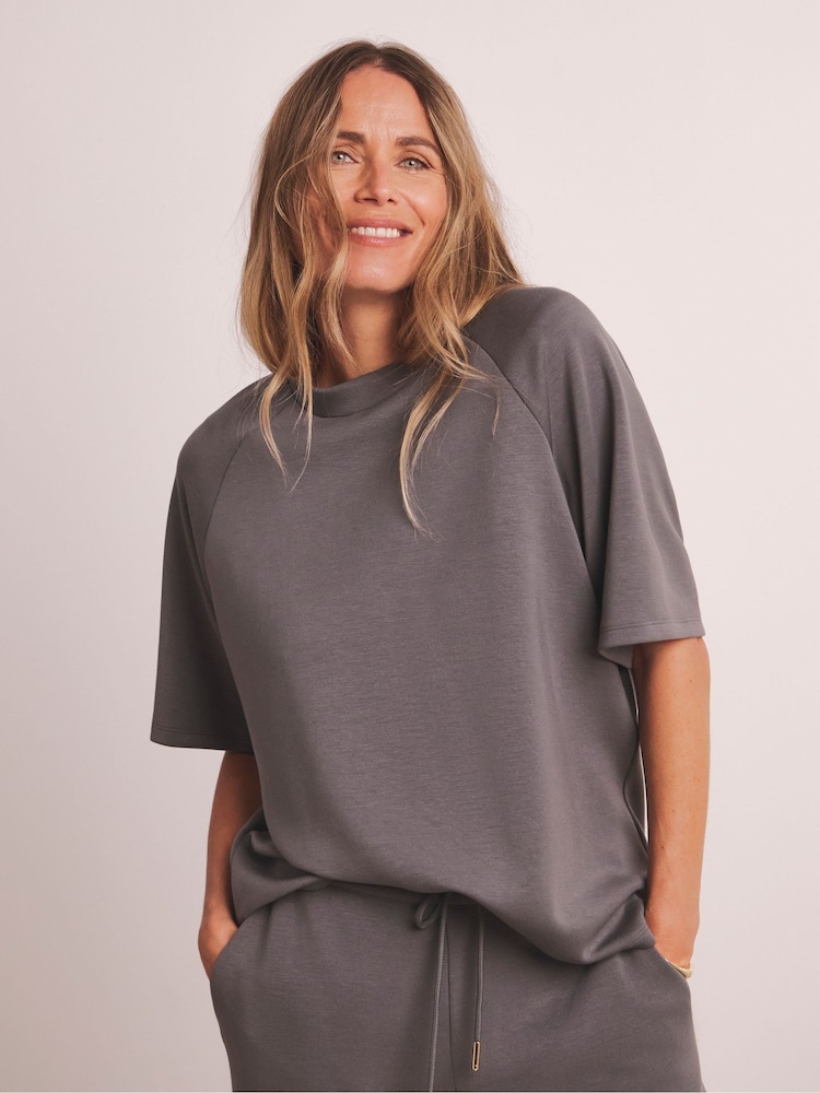 JD Williams Grey Anthology Premium Short Sleeve Crew Neck Sweatshirt - Image 1 of 6