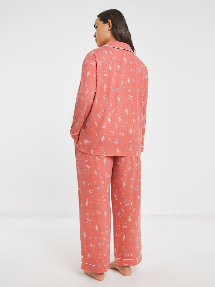 Simply Be Red Pretty Lounge Revere Pyjamas Set - Image 2 of 4 Simply Be Red Pretty Lounge Revere Pyjamas Set - Image 2 of 4
