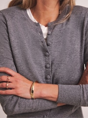 Anthology By JD Williams Grey Premium Merino Wool Blend Crew Neck Knitted Cardigan - Image 3 of 4