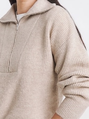 JD Williams Natural Sponge Half Zip Knitted Jumper - Image 3 of 4