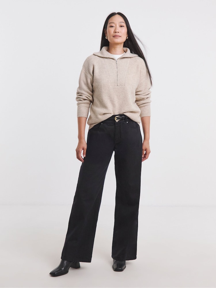 JD Williams Natural Sponge Half Zip Knitted Jumper - Image 4 of 4