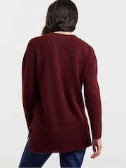 JD Williams Red Sponge V-Neck Side Rib Knitted Tunic - Image 2 of 4