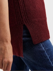 JD Williams Red Sponge V-Neck Side Rib Knitted Tunic - Image 3 of 4