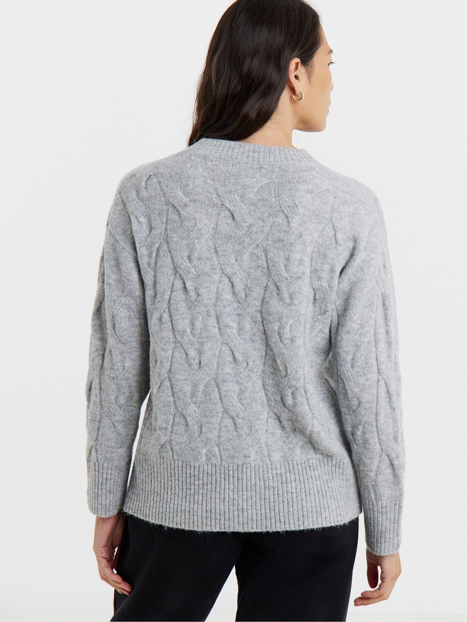 Buy JD Williams Grey Sponge Cable Knit V-Neck Cardigan from Next