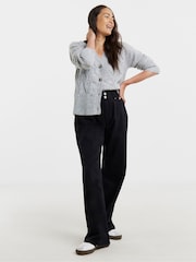 JD Williams Grey Sponge Cable Knit V-Neck Cardigan - Image 4 of 4