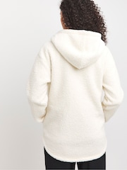 JD Williams Cream Borg Longline Zip Through Hoodie - Image 2 of 4
